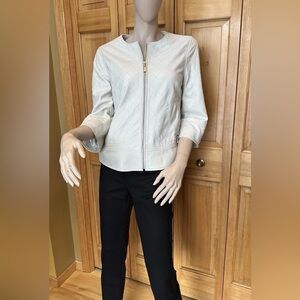White House Black Market Genuine Leather Jacket White Size S #9